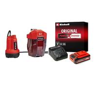 Einhell Pompe d’évacuation d’eau claire sans fil GE-SP 18 Li-Solo Power X-Change (li-ion, 18V, débit 5000 L/h, immersion max. 4 m, boîtier de batterie flexible) avec Chargeur et Batterie 4,0Ah