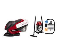 Einhell Ponceuse multifonctions TE-OS 18/150 Li-Solo Power X-Change (18 V, 24 000 oscillations/min, bac collecteur de poussière, avec 6 feuilles abrasives) Livré avec Aspirateur Synchro TC-VC 1820 SA