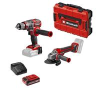 Einhell Professional Pack 2 machines sans fil BL - Power X-Change (Meuleuse d'angle AXXIO 18/125 CE Q, Perceuse percussion TP-CD 18/80 Li-i BL) + Twincharger et 2 Batteries 4,0Ah + 1 Coffret E-Case