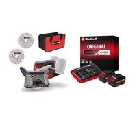 Einhell Professional Rainureuse sans fil TP-MA 36/30 Li BL-Solo Power X-Change (36 V, largeur et profondeur de coupe jusqu’à 30 mm, avec 2 disques de coupe diamant) + Twincharger et 2 Batteries 4,0Ah