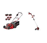 Einhell Professional Tondeuse à gazon sans fil GP-CM 36/52 S Li BL (4x5,2Ah) Power X-Change (36V, brushless, 52cm) 4 Batteries 5,2 Ah et 2 Chargeurs doubles + Coupe-bordures sans fil GP-CT 36/35 Li BL