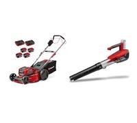 Einhell Professional Tondeuse à Gazon sans Fil GP-CM 36/52 S Li BL (4x5,2Ah) Power X-Change (36V, brushless, 52cm) 4 Batteries 5,2 Ah et 2 Chargeurs Doubles + Souffleur sans Fil GP-LB 18/200 Li E