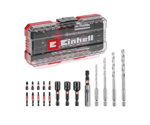 Einhell S-CASE 18 pièces jeu d’accessoires à impact | Embouts S2 de 25 et 50 mm | porte-embout de 60 mm | douilles tournevis | forets métal