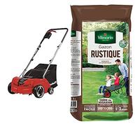 Einhell Scarificateur/aérateur électrique GC-SA 1231/1 (jusqu'à 300m², 1.2 kW, bac de ramassage de 28L) & Vilmorin 4460416 Gazon Rustique, Vert, 5 kg