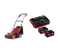 Einhell Scarificateur-aérateur sans fil GE-SA 36/35 Li-Solo Power X-Change (Li-Ion, 36V, moteur sans charbon, rouleau de scarification 35 cm, profondeur réglable) avec Twincharger et 2 Batteries 4,0Ah