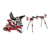 Einhell Scie à onglet radiale TC-SM 2131/1 (max. 1 800 W, 4 900 tour/min, système de glissière intégré, avec lame aux carbures de tungstène et laser) VERSION KIT avec Piètement Stationnaire MSS 1610