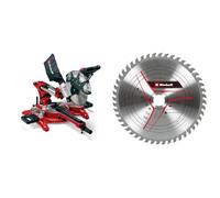 Einhell Scie à onglet radiale TC-SM 2534/1 Dual (puissance max. 2350 W, système de glissière intégré, tête de scie inclinable, butée de pièce, laser) + 2ème lame incluse