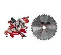 Einhell Scie à onglet radiale TC-SM 254 (1900 W, fonction de traction sur double glissière, table pivotante à réglage rapide et butées d’angles, laser) + 2ème lame incluse