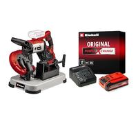Einhell Scie à ruban sans fil TE-MB 18/127 U Li-Solo Power X-Change (18 V, hauteur de coupe 115 mm, largeur de coupe 127 mm, piètement, lampe LED + 2 rubans de scie) avec Chargeur et Batterie 4,0Ah