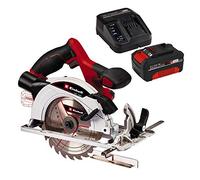 Einhell Scie circulaire 165mm sans fil TE-CS 18/165-1 Li Solo Power X-Change (18V, Lame 165 x 20mm, Réglage sans outil de la profondeur et de l’angle d’inclinaison) avec Chargeur et Batterie 4,0Ah