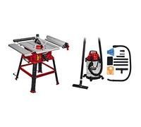 Einhell Scie circulaire à table TC-TS 2225 U (max. 2200 W, lame de scie Ø254 x ø30 mm, butée parallèle/angle, réglage en hauteur jusqu'à 80 mm) + aspirateur synchro 20L TC-VC 1820 SA