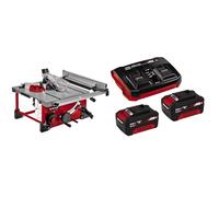 Einhell Scie circulaire sur table sans fil TE-TS 36/210 Li-Solo Power X-Change (lithium-ion, table en aluminium, extension de table, butée d’angle incluse) avec Twincharger et 2 Batteries 3,0Ah