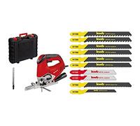 Einhell Scie sauteuse pendulaire TE-JS 100 (750 W, Variateur électronique, Semelle inclinable, Fonction soufflerie, guide de coupe) + Boîte de 10 lames