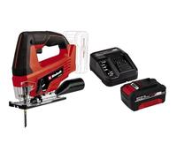 Einhell Scie sauteuse sans fil TC-JS 18 Li Power X-Change (grande stabilité de fonctionnement, mouvement pendulaire activable, attache de lame universelle sans outil) avec Chargeur et Batterie 4,0Ah