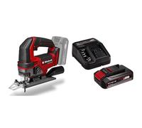 Einhell Scie sauteuse sans fil TE-JS 18/100 Li-Solo Power X-Change (18 V, profondeur de coupe 100 mm bois, hauteur de course 26 mm, coupes en biais jusqu’à 45° + lame) avec Chargeur et Batterie 2,5Ah