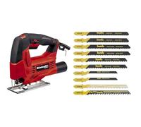 Einhell Scie sauteuse TC-JS 60/1 (Maximum 60 mm, 45 ° Inclinaison Coupe, vitesse de rotation électronique, Soft Grip, adaptateur d'aspiration, 400 W 240 V) + Boîte de 10 lames
