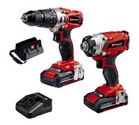 Einhell Kit Perceuse Visseuse sans fil TE-CD 18/2 Li hocs TE-CI 18/1 Li- Power X-Change (18 V, 1,5 Ah, Temps de charge : 30 min, avec Sac de Transport) Livré 2 Batteries 2,0Ah et Chargeur