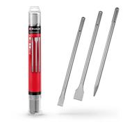 Original Einhell Set de 3 burins SDS Max, 400 mm (burin pointu, burin plat de 25 mm de large, burin bêche de 40 mm de large en acier 40Cr durable pour les travaux de démolition et de rénovation)