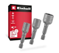 Einhell Set Douilles Hexagonales 3 pcs (Fixation Magnétique, Chrome Vanadium, Format Compact, Compatibilité Machine, Tailles Essentielles)