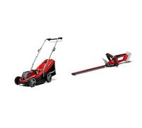 Einhell Tondeuse à Gazon sans Fil GE-CM 18/33 Li Kit Power X-Change (18V, Largeur de Coupe 33cm, Surface conseillée 200 m²) avec Batterie 4,0 Ah et Chargeur + Taille-Haies sans Fil GC-CH 18/40 Li