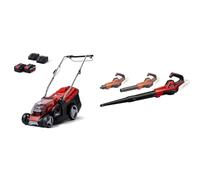 Einhell Tondeuse à Gazon sans Fil GE-CM 36/36 Li (Power X-Change, Moteur sans Charbon,Hauteur de Coupe à 6 Positions, avec 2 Batteries 4 Ah + 2 chargeurs) + Souffleur sans Fil GE-UB 18/250 Li E