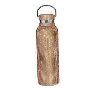 EIOLWJIEO 350/500/600/750 ML Paillettes flacons sous Vide Strass avec poignée à la Main café Lait Bouteille d'eau Tasse à Boire Voiture, Doré/600ml