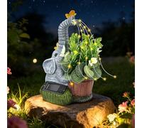 Eirolace Lampe solaire statue d'éléphant - Décoration de jardin en plein air résistante aux intempéries - 40 cm - LED solaire - Décoration et cadeau pour maman, femme, anniversaire, jardin, terrasse