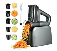 Eirolace Rapeuse légume électrique 5-en-1, Mandoline et Coupe-légumes avec râpe Carotte, Découpe légumes Multifonction avec 5 Lames interchangeables, pour Fruits, Fromage et Pommes de Terre