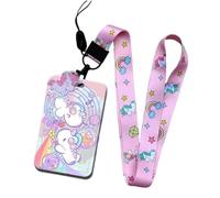 EIROVYA 1 Pièce Porte-badge de Carte d'Identification avec Cordon Tour de Cou, Porte Carte Enfant, Porte Badge Enfant, pour Porte Badges d'Identification, Carte d'étudiants, Carte Bus, Licorne（A）