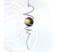 Eiryhope Boule d'observation en spirale multicolore et crochet pivotant Queue de 27,9 cm et orbe en acier inoxydable de 5,1 cm Décoration de jardin d'intérieur ou d'extérieur 33 cm