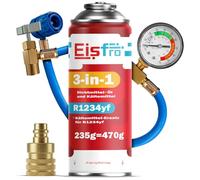 Eisfro - 3en1 R1234yf Kit Recharge Climatisation Automobile - 1x Gaz 3en1 avec Tuyau et Adaptateur YF - 235 g