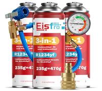 Eisfro - 3en1 R1234yf Kit Recharge Climatisation Automobile - 3X Gaz 3en1 avec Tuyau et Adaptateur YF - 3X 235 g