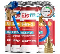 Eisfro - 3en1 R1234yf Kit Recharge Climatisation Automobile - 5X Gaz 3en1 avec Tuyau et Adaptateur YF - 5X 235 g