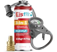 Eisfro - 3en1 R1234yf Recharge Climatisation - 1x 235 g avec Tuyau et Adaptateur YF - Climatisation Automobile - Gaz R1234yf 3en1 - Cartouche de Gaz - ECO