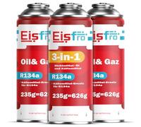 Eisfro - Kit avec 1 x Gaz de Remplacement R134a et 2 x Réfrigérant 3-en-1 pour Climatisation avec Additif d'Étanchéité et Huile - pour Climatisation Automobile - pour Véhicule - 3 x 235 G