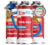 Eisfro - Kit avec 1x Gaz de Remplacement R134a et 2X Fluide Réfrigérant R134a 3en1 pour Climatisation avec Scellant et Huile avec Tuyau de Recharge - pour Climatisation Automobile - 3X 235 g