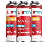 Eisfro - Kit avec 1x Gaz de Remplacement R134a et 2X Fluide Réfrigérant R134a 3en1 pour Climatisation avec Scellant et Huile - Kit Recharge Climatisation Automobile - 3X 235 g