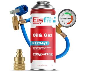 Eisfro - Kit Recharge Climatisation R1234yf avec Gaz R1234yf 3en1 - 2X 235 g - Gaz R1234yf - ECO - avec Adaptateur AZ et Tuyau