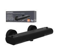 EISL Carneo 1330090B Robinet de baignoire avec réglage thermostatique en noir mat, bec cascade, verrouillage de sécurité à 38 °C, mitigeur pour baignoire, noir mat