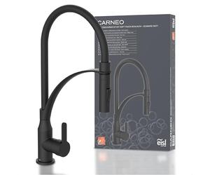 EISL CARNEO NI183CARB Robinet de cuisine avec douchette extractible, robinet cuisine avec fonction d'économie d'eau, robinet mitigeur cuisine d'évier pivotant, mitigeur de cuisine monocommande, noir