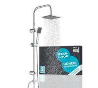 EISL Colonne de Douche Pluie 2en1, Pommeau Anti-Calcaire, Chrome | Colonne sans mitigeur, Easy Energy, supports muraux réglables, inverseur, flexible + joints inclus, intérieur/jardin