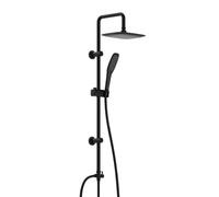 EISL Colonne de Douche Pluie 2en1, Pommeau Anti-Calcaire, Chrome | Colonne sans mitigeur, Easy Fresh, Noire, supports muraux réglables, inverseur, flexible + joints inclus, intérieur/jardin
