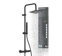 EISL Colonne de Douche Thermostatique 2 en 1, Effet Pluie, Noire | Colonne douche thermostatique noire, pommeau 20x20 cm, acier inoxydable, picots anti-calcaire, douchette incluse