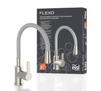 Eisl Mitigeur de cuisine Flexo NI186FLNIG – Tuyau flexible, fonction Cold Start – Inox/Gris