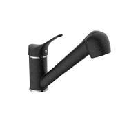 EISL GRANIT NI183SMCR-LP Robinet d'évier basse pression avec douchette, pivotant à 360°, noir, idéal pour double évier, robinet de cuisine, mitigeur monocommande basse pression
