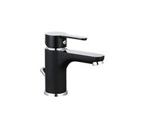 EISL NI075DINBCR DIZIANI Robinet de lavabo de salle de bain en noir, mitigeur monocommande avec bonde, mitigeur de lavabo, robinet de salle de bain, noir/chromé