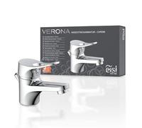 EISL NI075VECR VERONA Robinet de salle de bains, mitigeur pour lavabo, mitigeur de salle de bains, robinet de lavabo avec tirette et vidage, robinet de lavabo, chrome, gain de place
