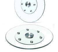 EIYAVVIDV Lazy Susan Plateau Tournant En Verre Trempé 60/70/80/90/100cm Rond Plateau Rotatif Pour Table De Salle À Manger Plateau De Service Rotatif, Silencieux/Lisse(60cm/24inch)