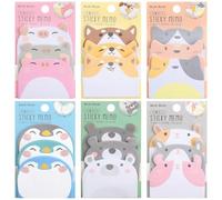 EIYVPRA 6 Livres 18 Pack De Notes Autocollantes, Notes Autocollantes Colorées Animaux De Dessin Animé, Notes Autocollantes, Petites Notes De Bureau Pour Les Sacs De Fête Stylo Enfants Cadeaux