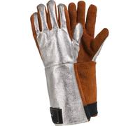 Ejendals TEGERA 585, Gants de travail, Rouge, Argenté, Adultes, Adultes, Ignifuges, Résistants aux rayures, Coton, Cuir